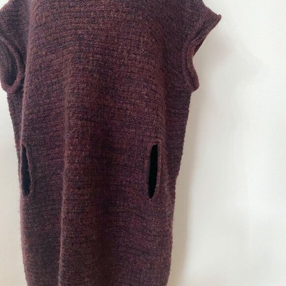 SARAH PACINI BURGUNDY WOOL MOHAIR BLEND BOAT NECK OVERSIZED TUNIC DRESS - XS - Picture 5 of 8